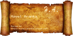 Havel Aranka névjegykártya